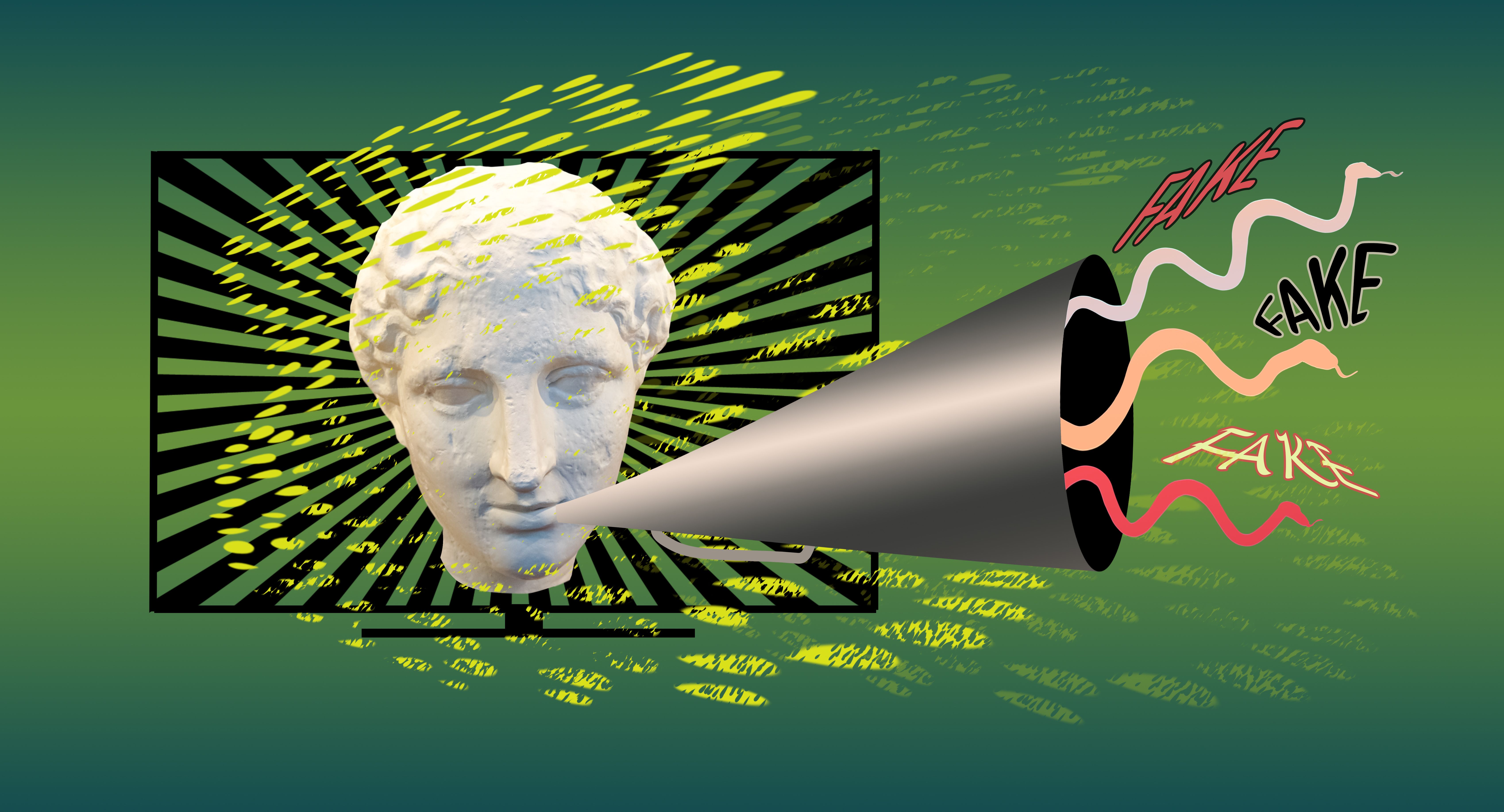 Contemporary art collage. Concept of creativity, mass media influence, information, news.