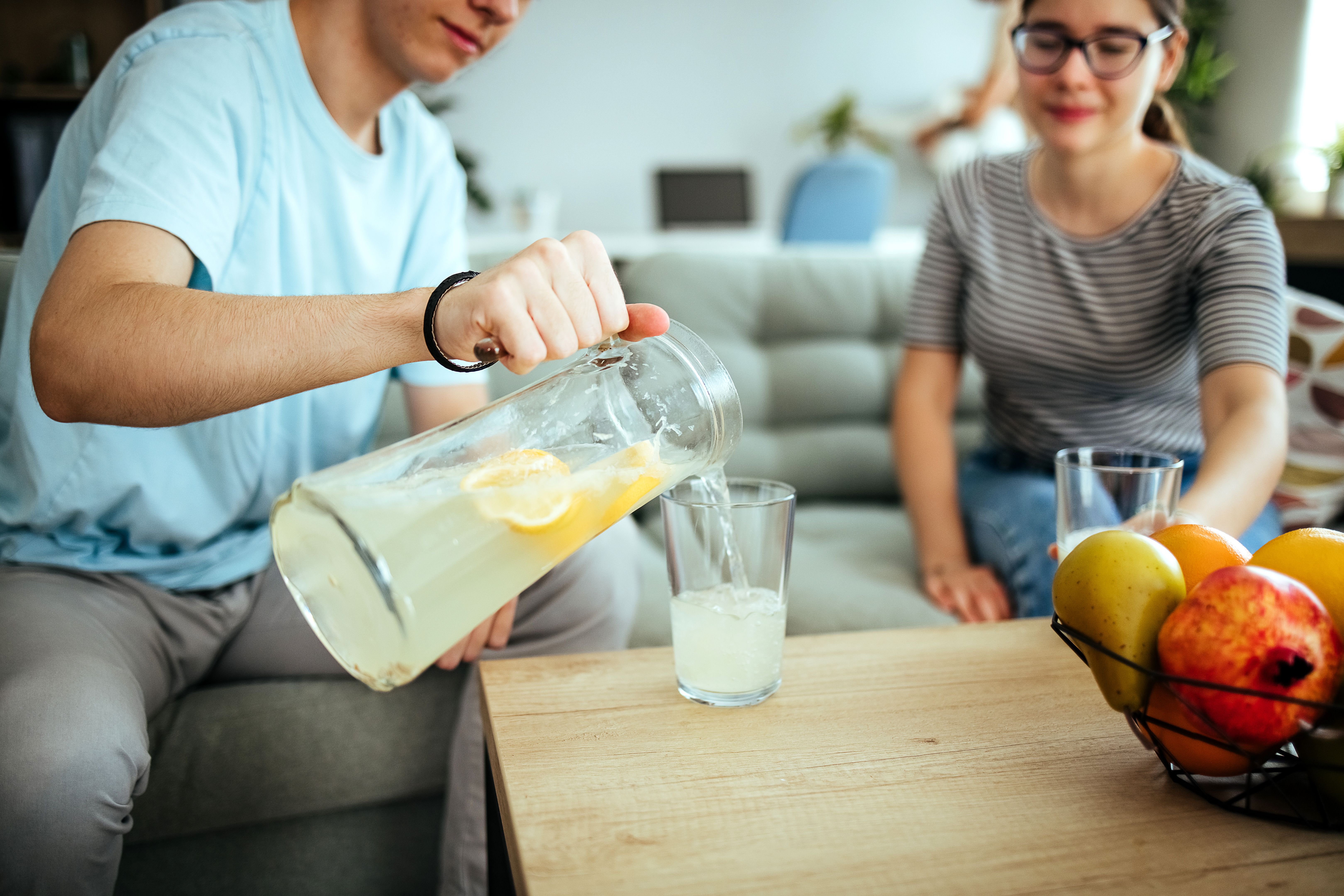 family enjoying lemonade