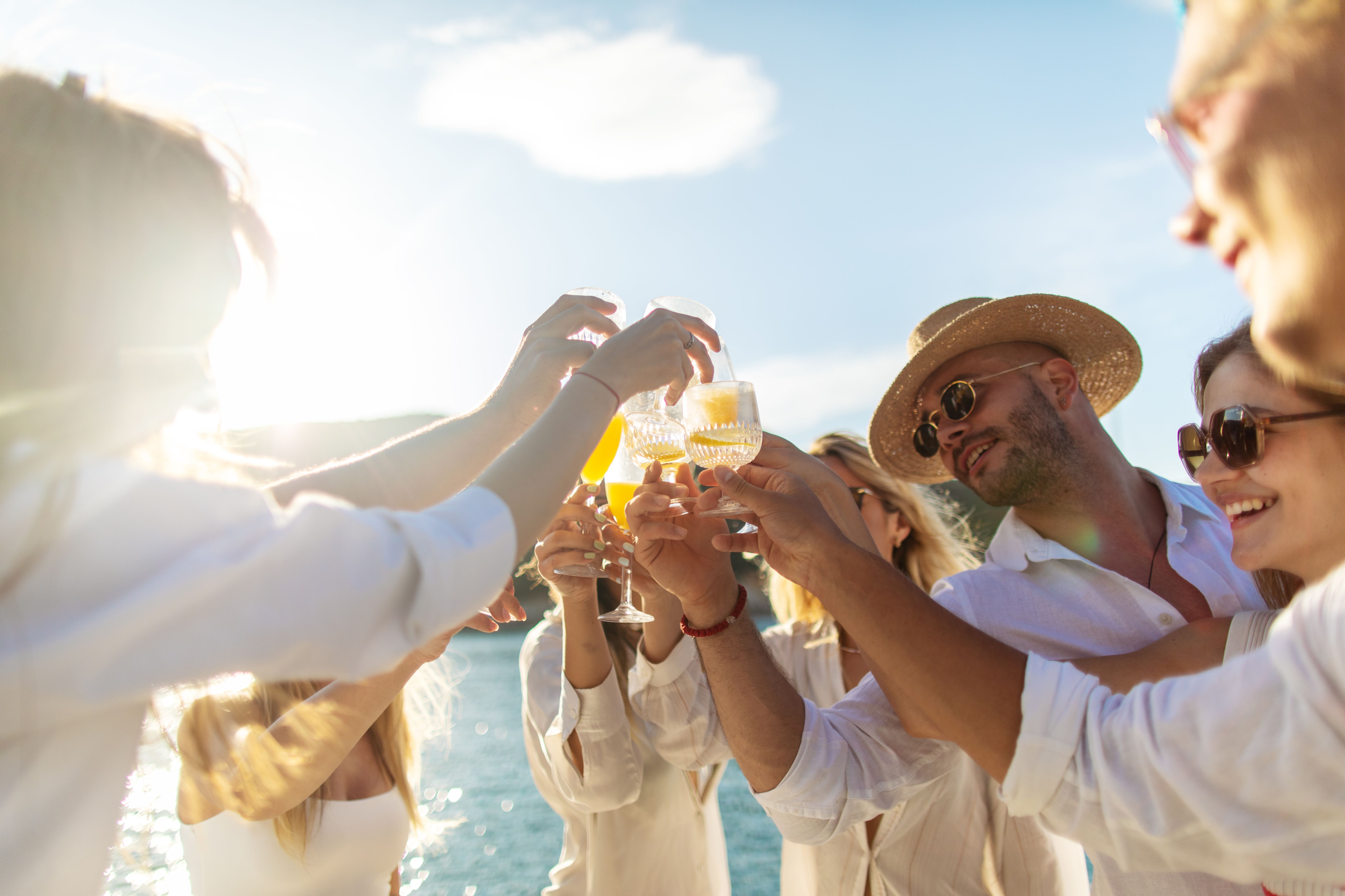 happy people drinking
