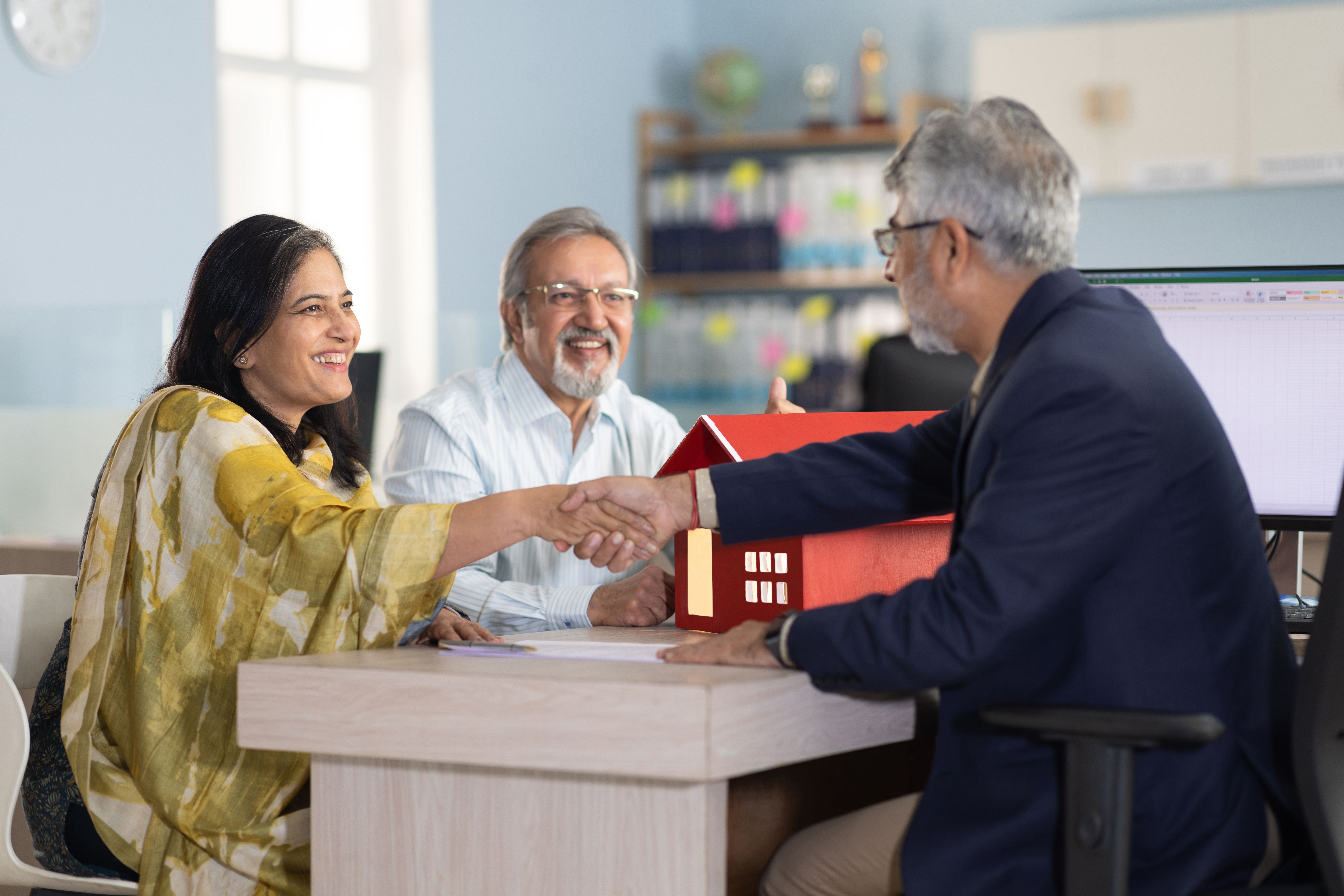 Senior Couple Meeting with Financial advisor stock photo