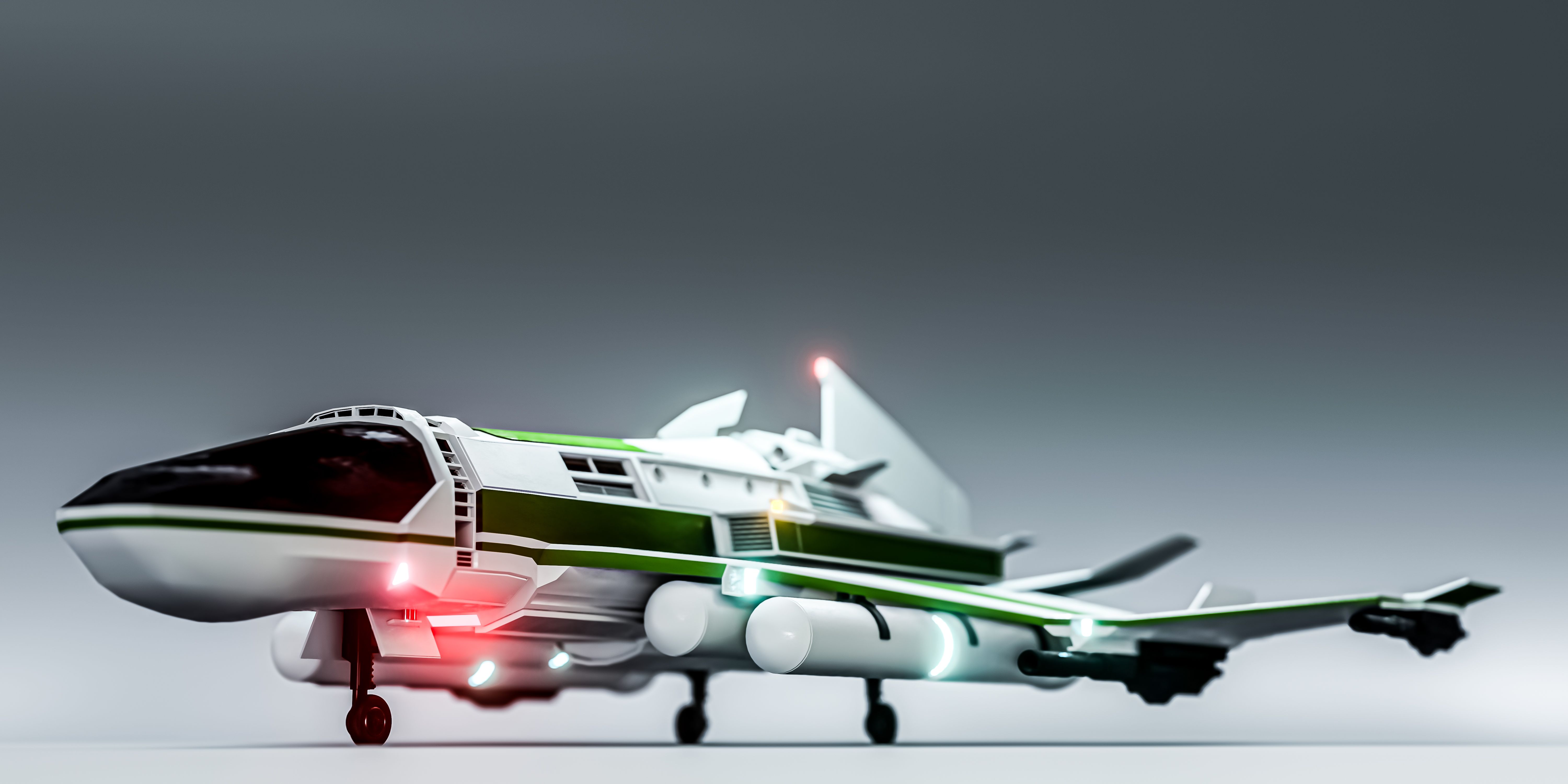 spaceship isolated on gray background