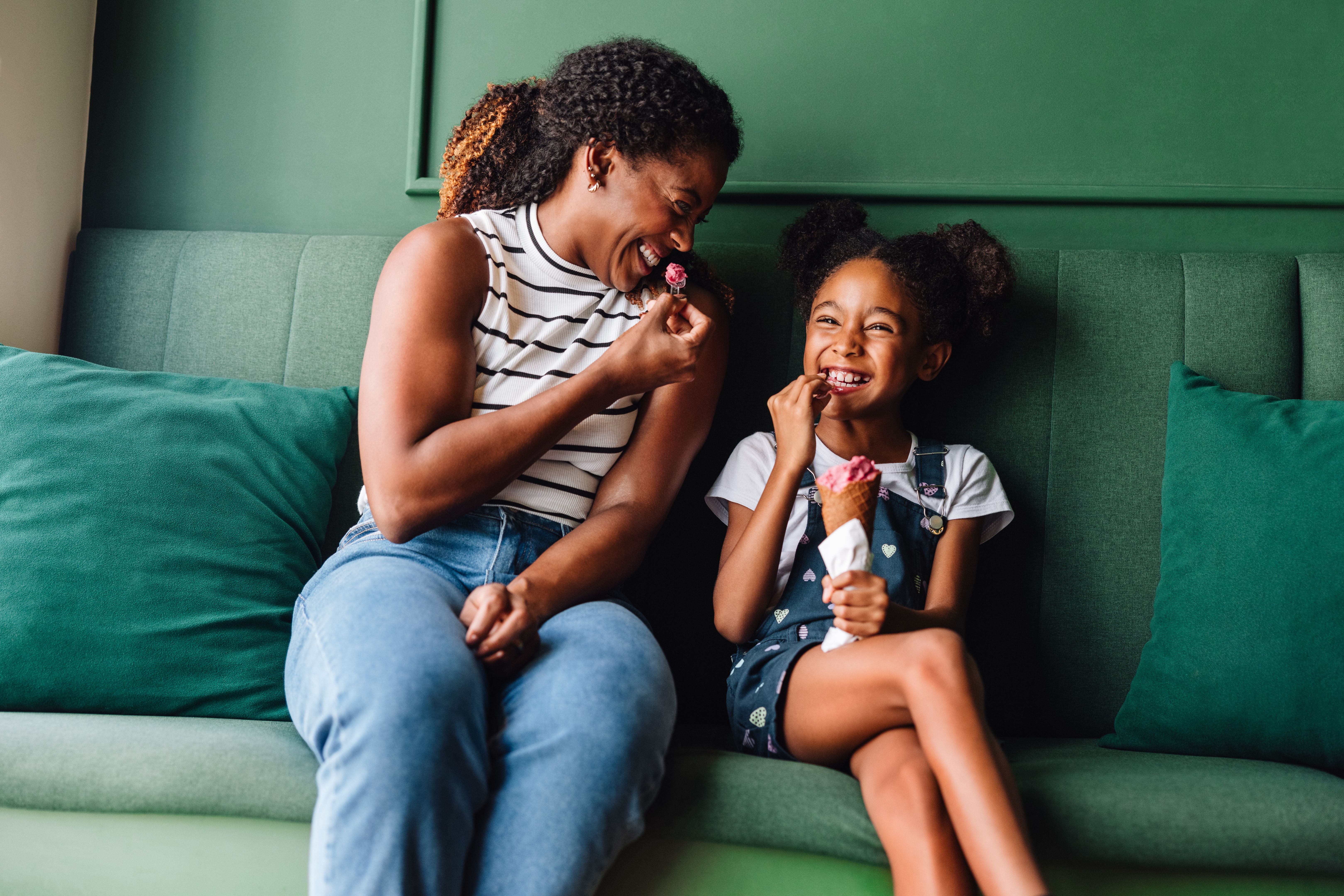 family eating ice cream