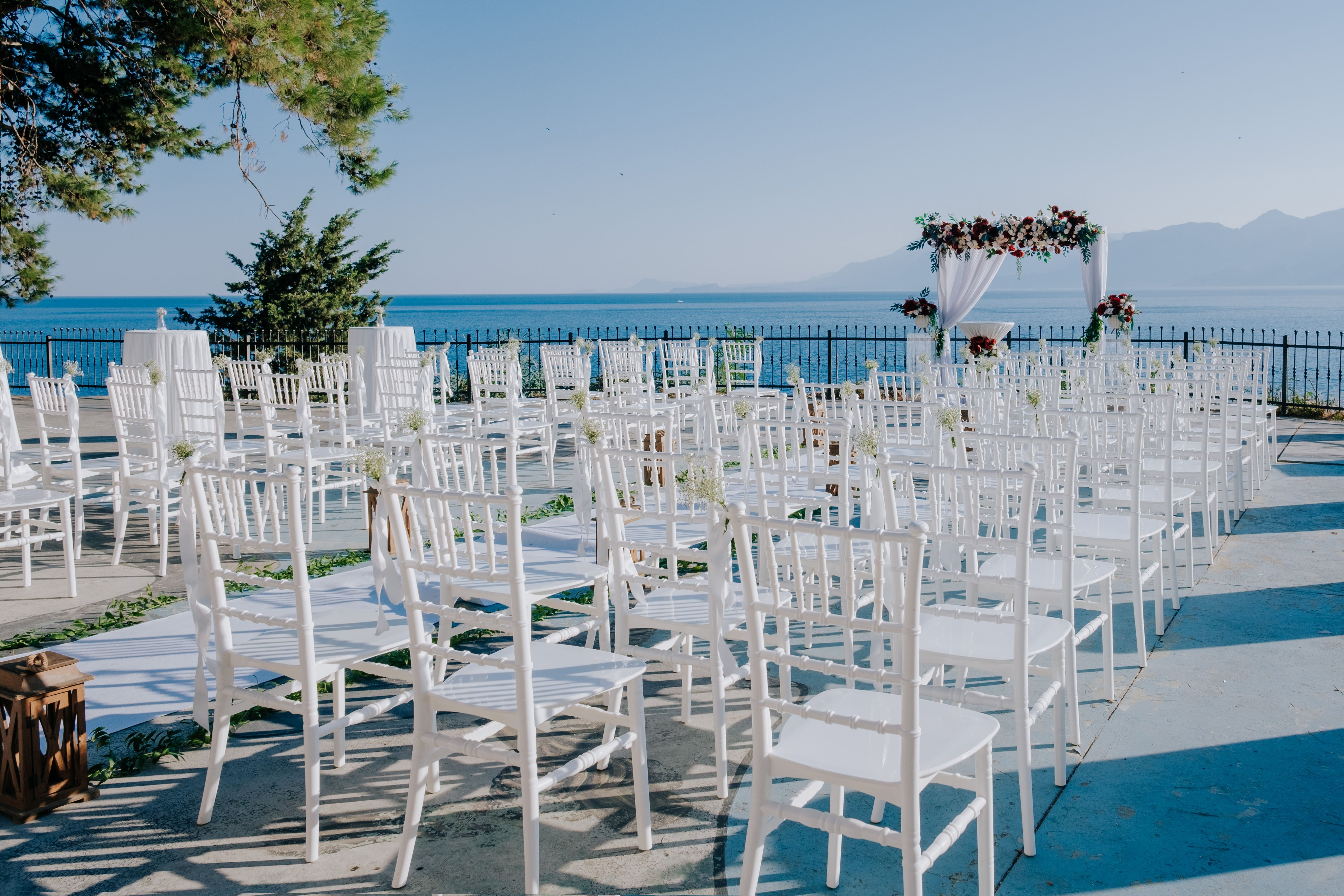 Enchanting Wedding ceremony setting at sunset