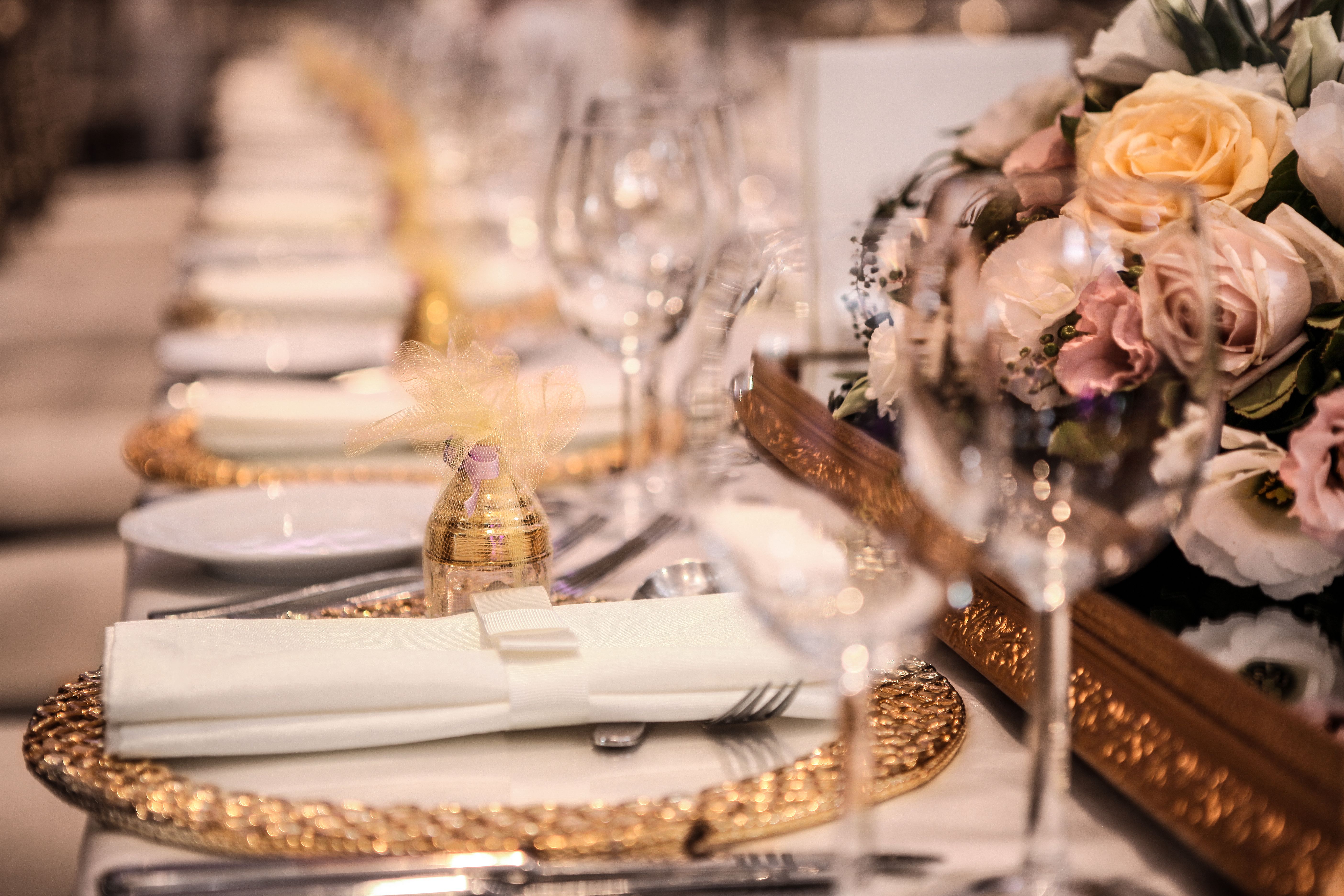 Table setting for an event party or wedding reception