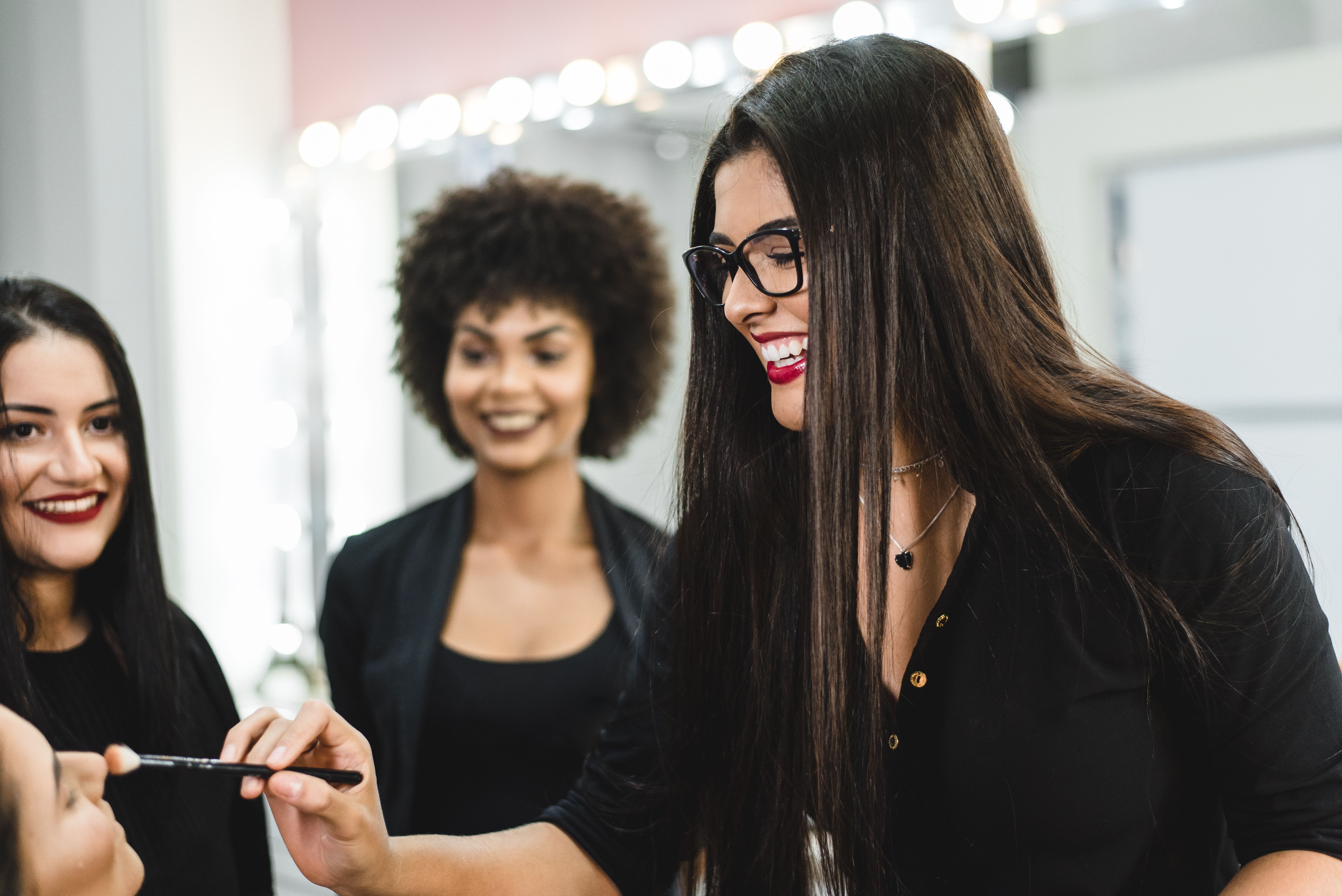 Makeup artist in her studio during training