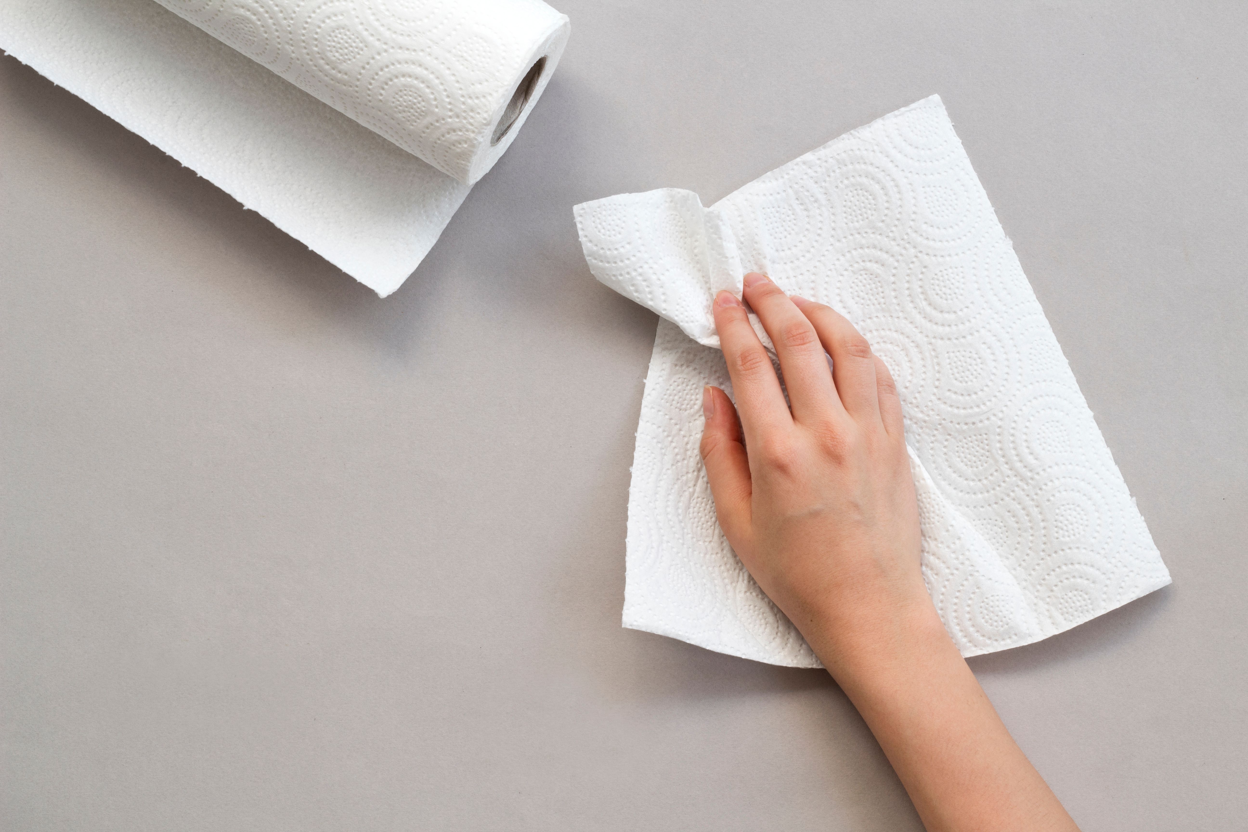 cleaning with paper towels