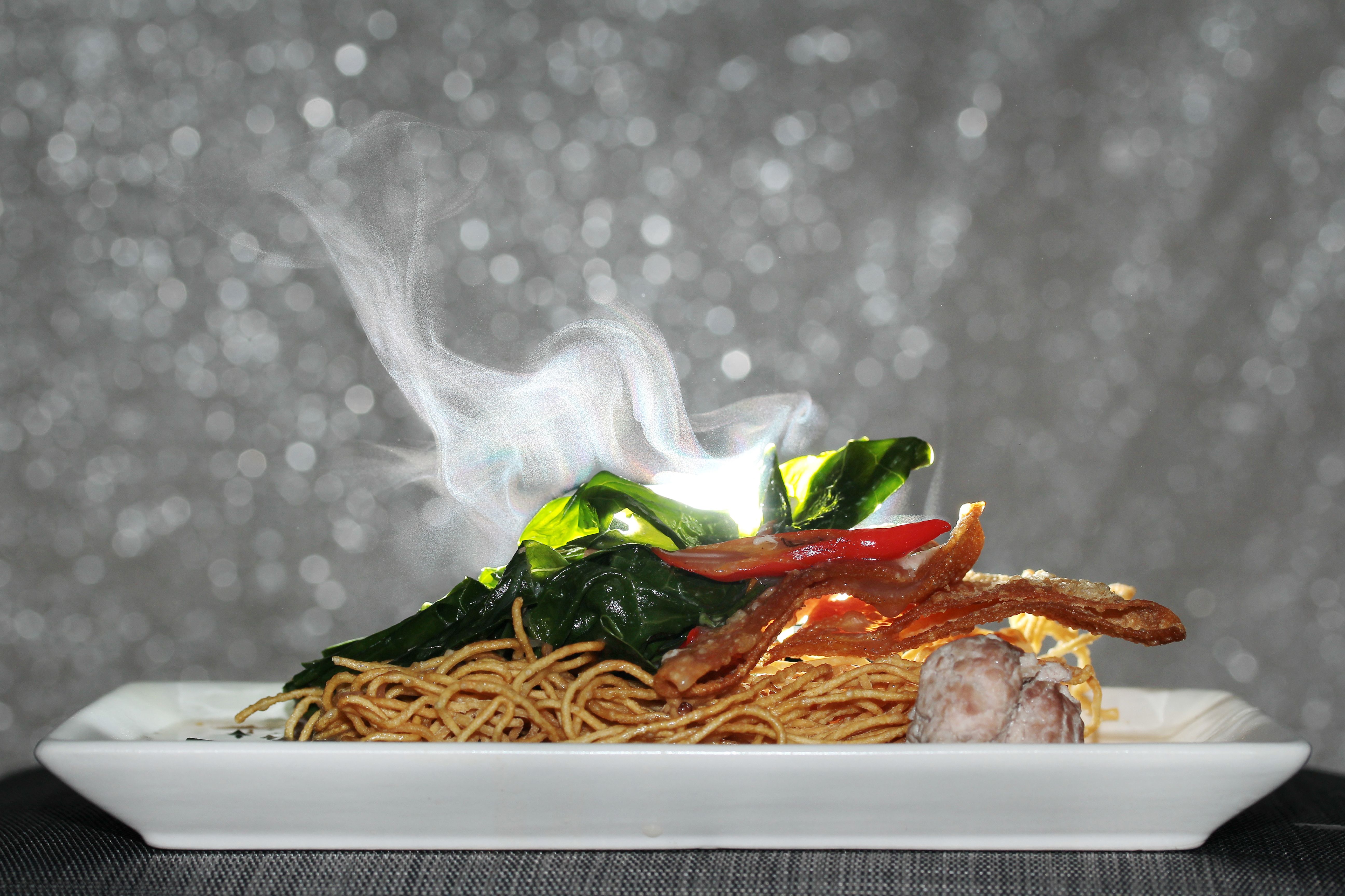 Aroma smell of crispy noodle. Selective focus.