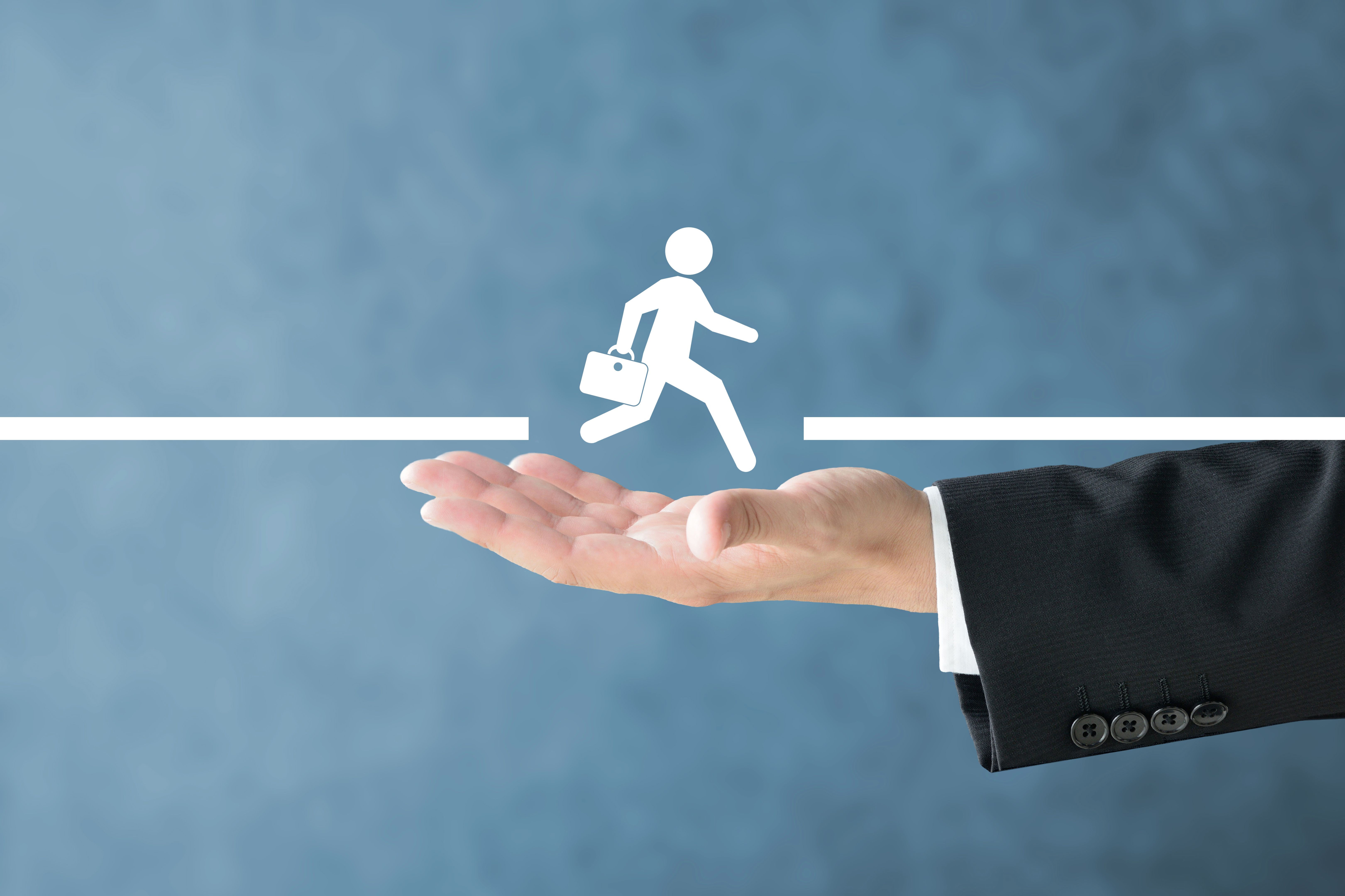 Businsss man's helping person walking on way Businsss man's helping person walking on way