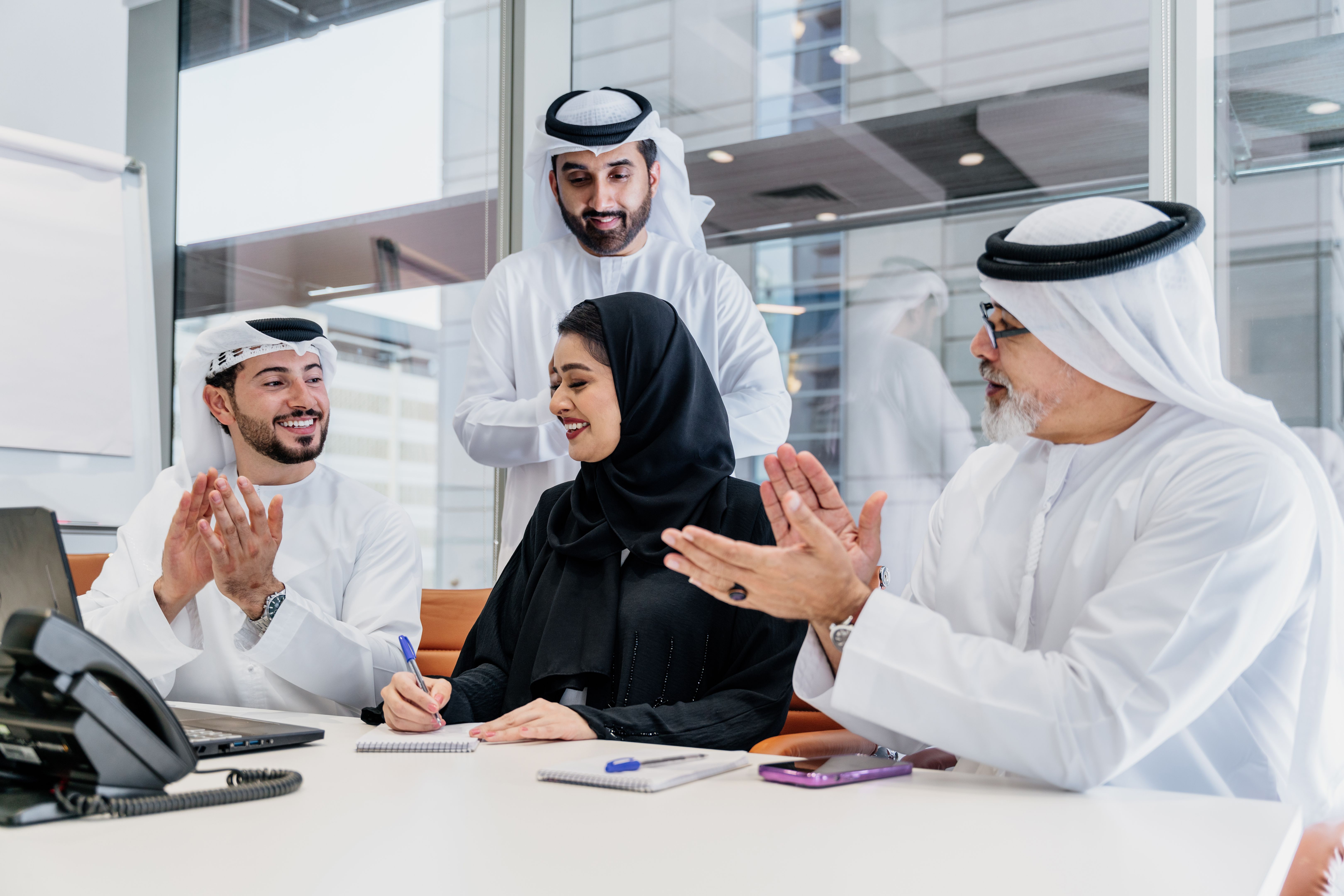 Group of middle-eastern corporate business people meeting in the office