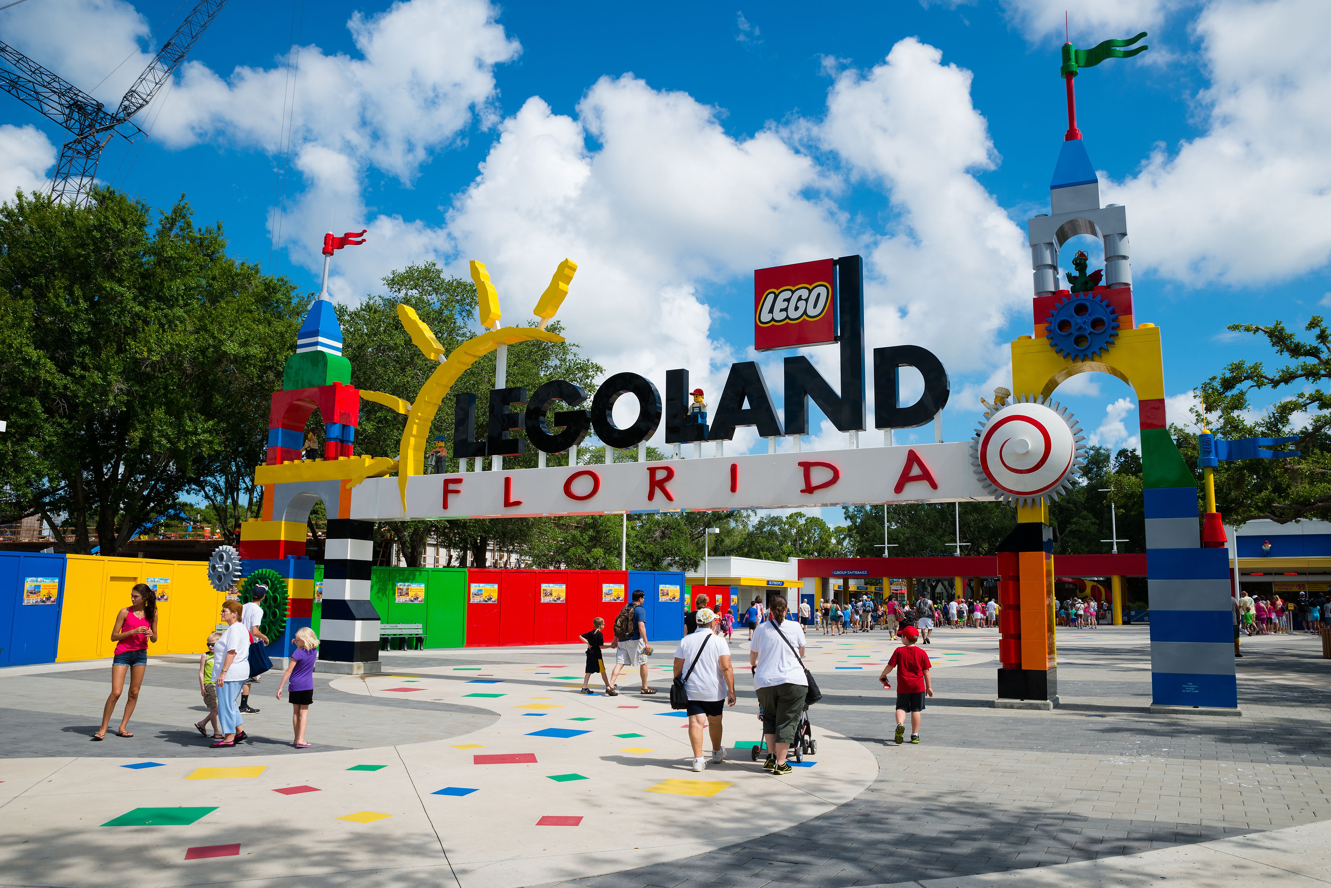 Attendees enter main entrance at Legoland Florida