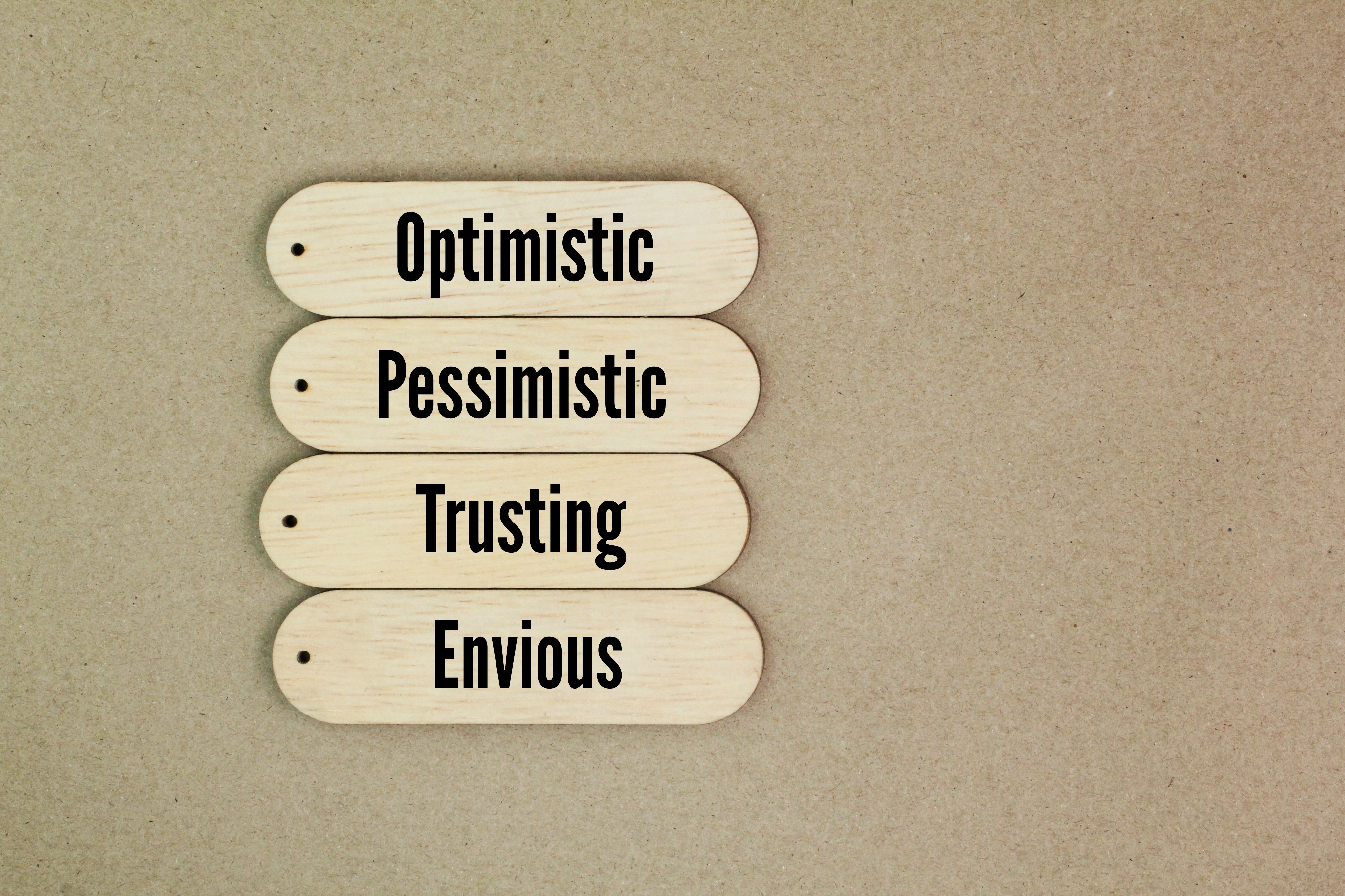 What are the 4 types of human behavior? Optimistic, Pessimistic, Trusting and Envious. human behavior has revealed that 90% of the population can be classified into four basic personality