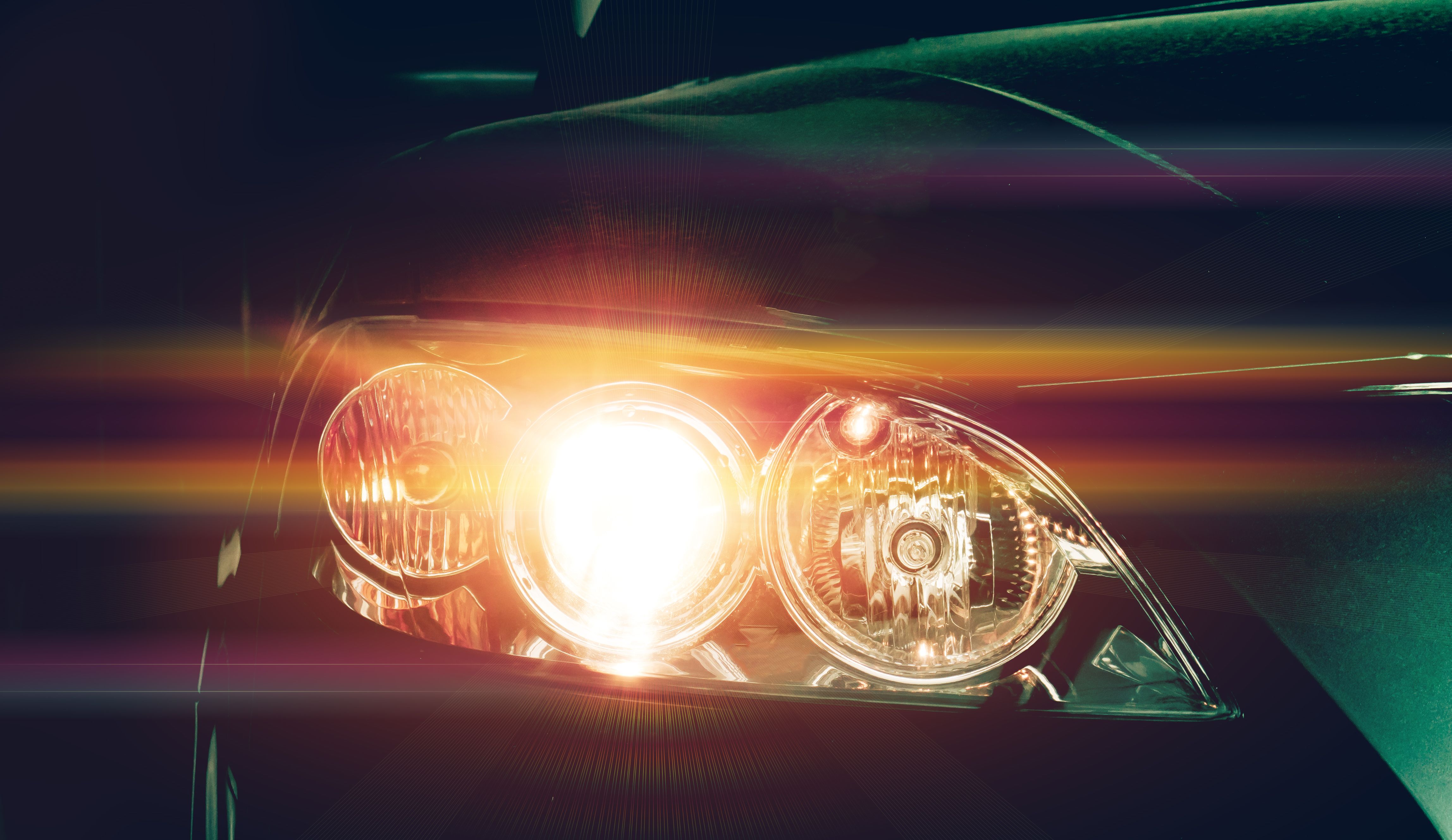 car headlights close-up