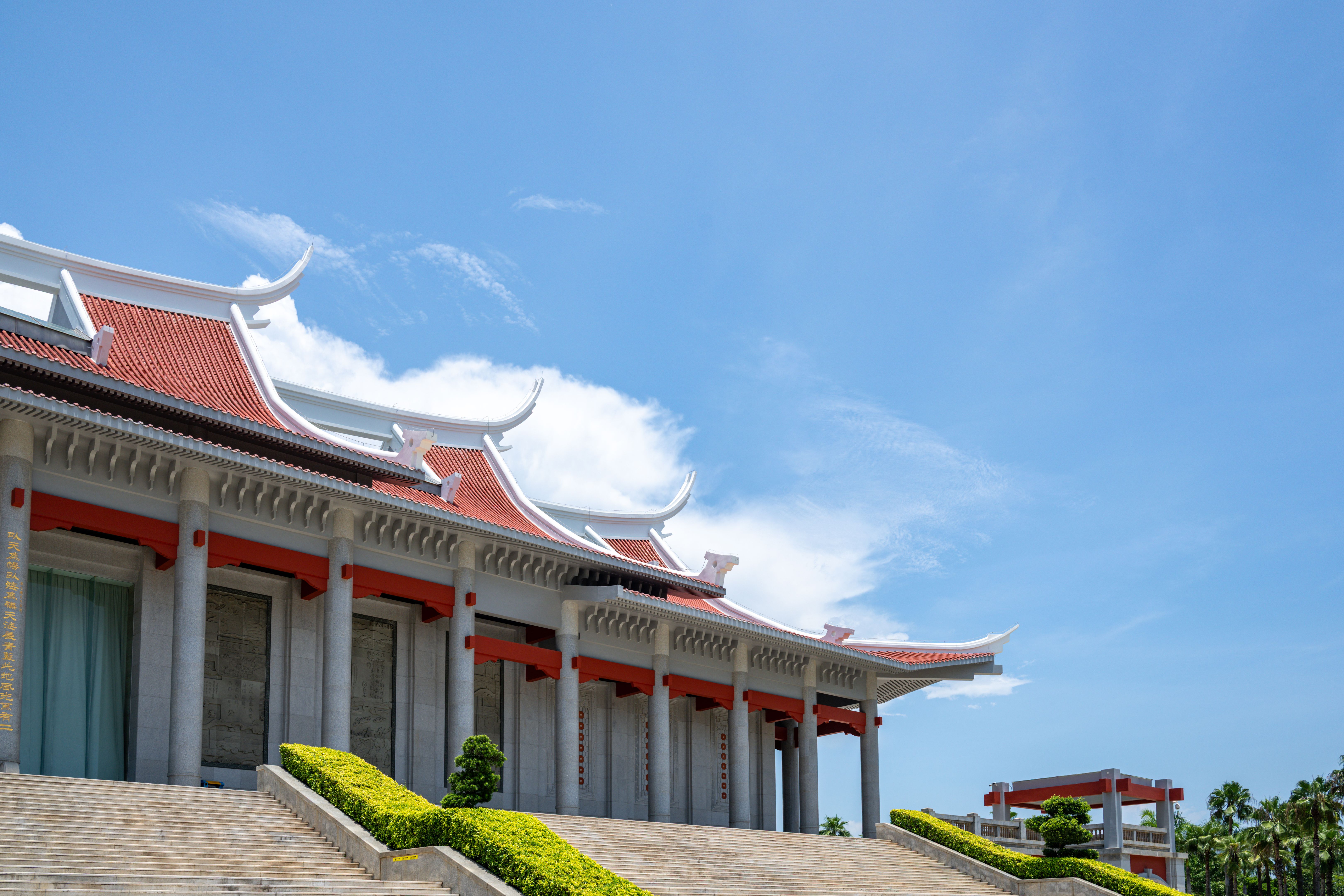 The Beauty and Serenity of Traditional Architecture Under a Clear Blue Sky