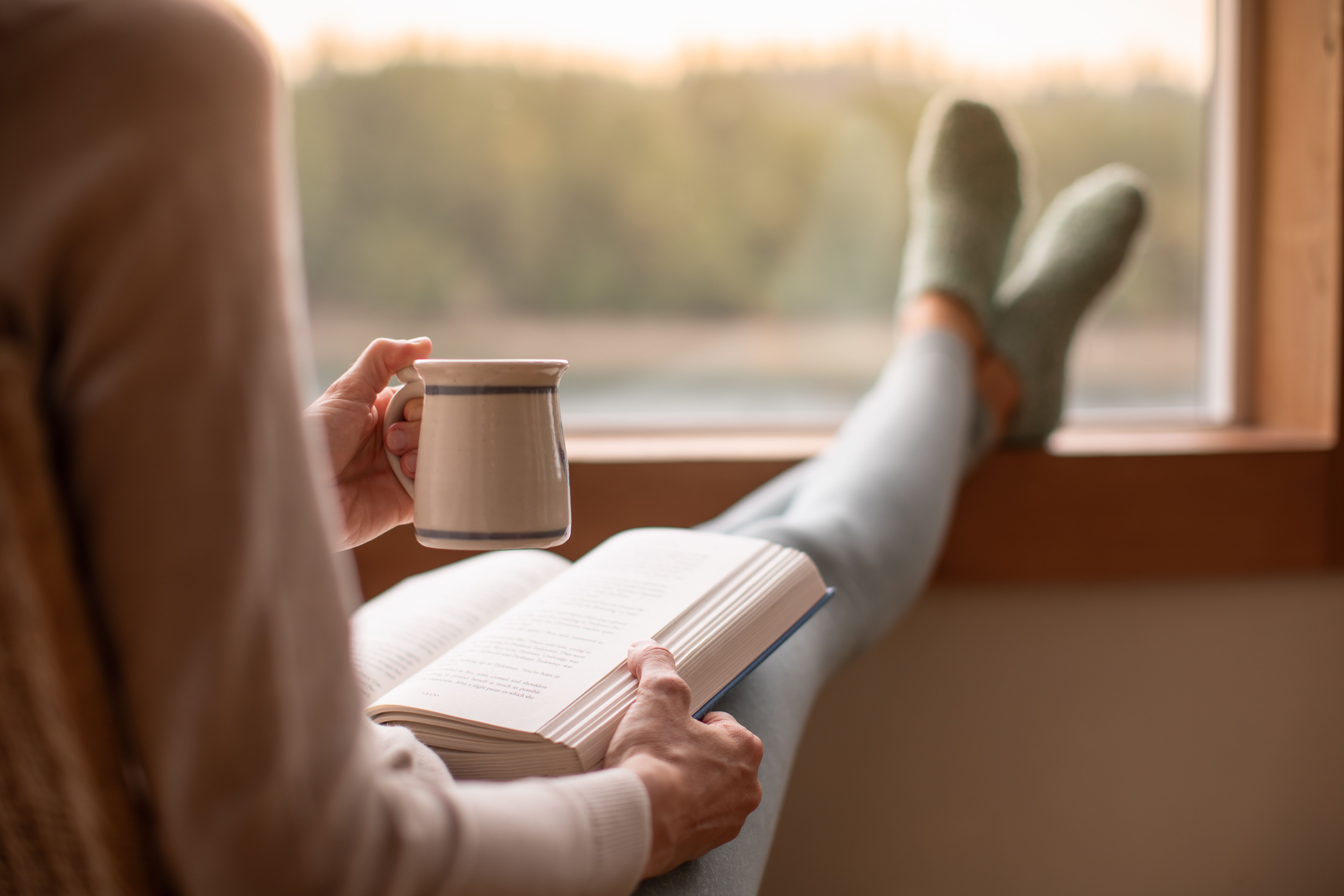 Woman reading a book at home. Woman reading a book at home.