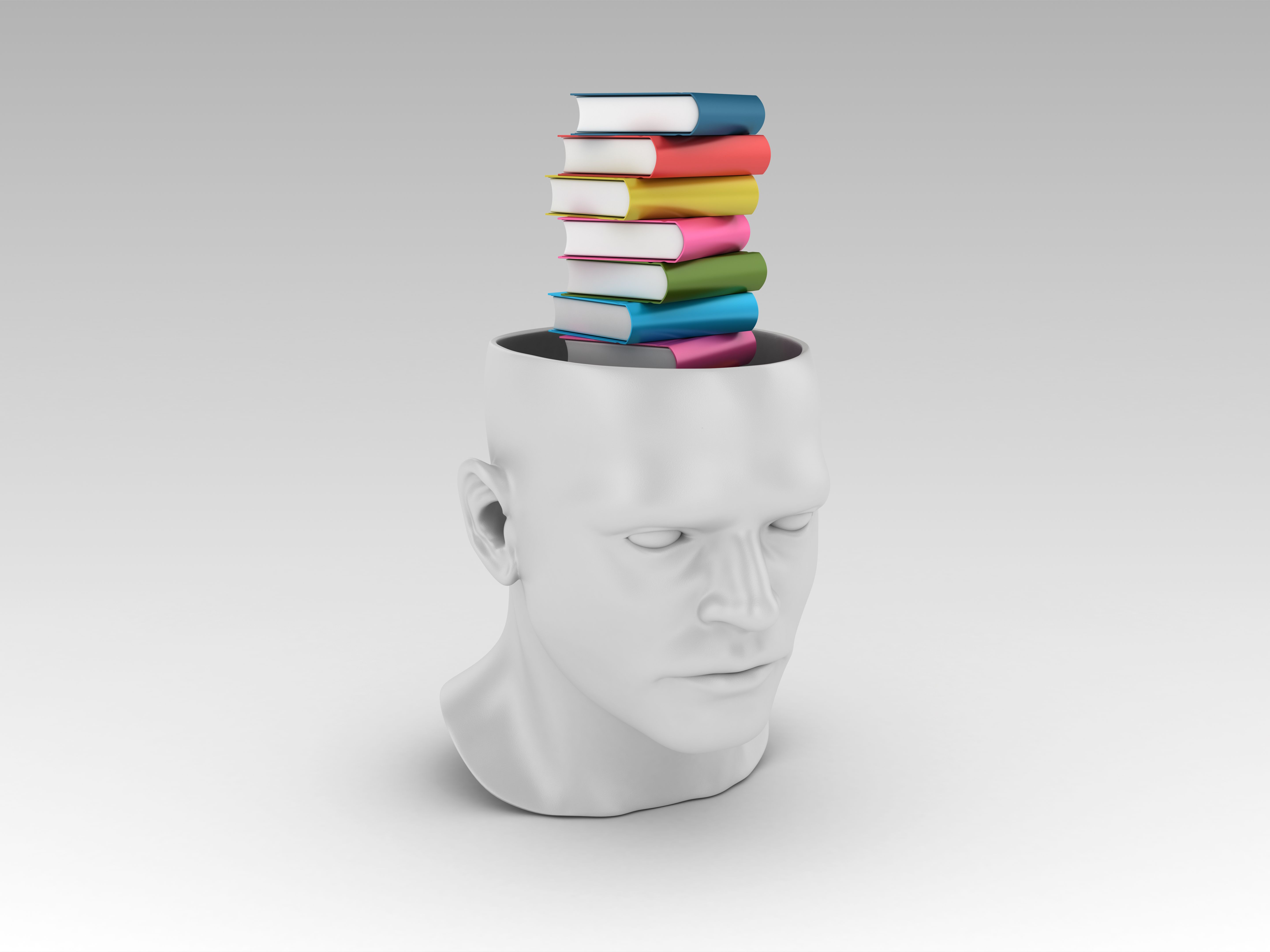 Human Head with Books - 3D Rendering Human Head with Books - 3D Rendering