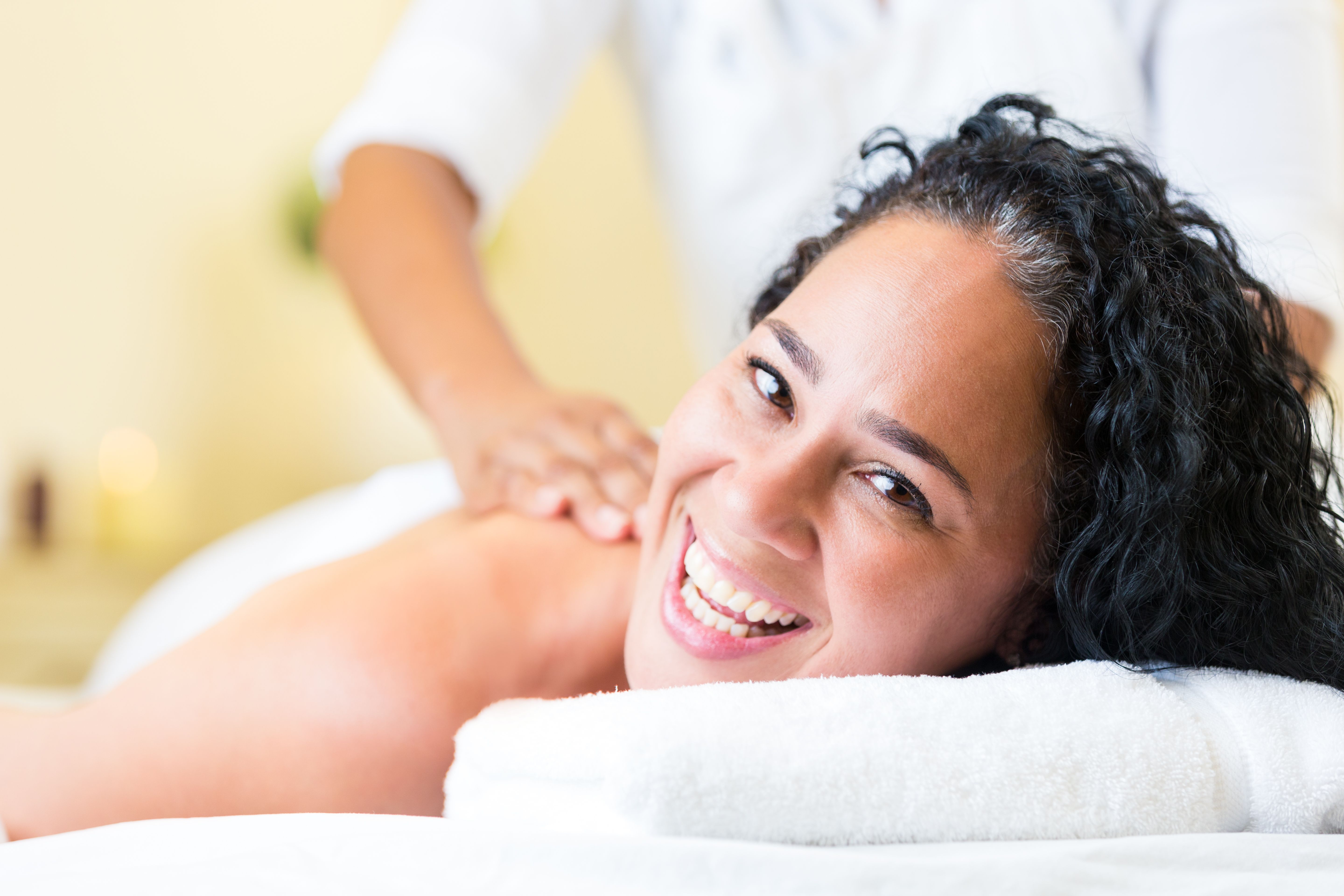 happy massage client