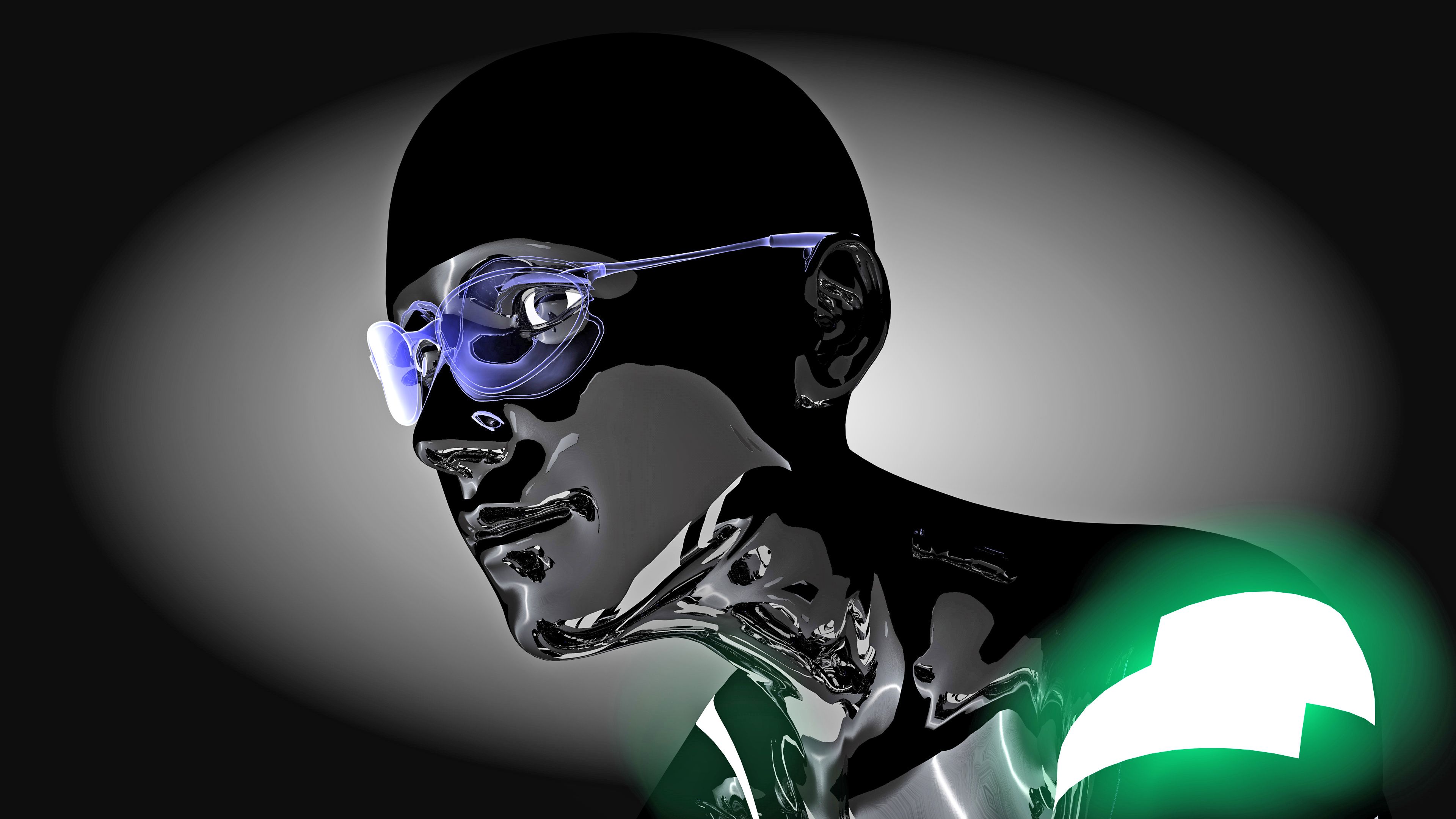 Beautiful Robot Girl With Glasses