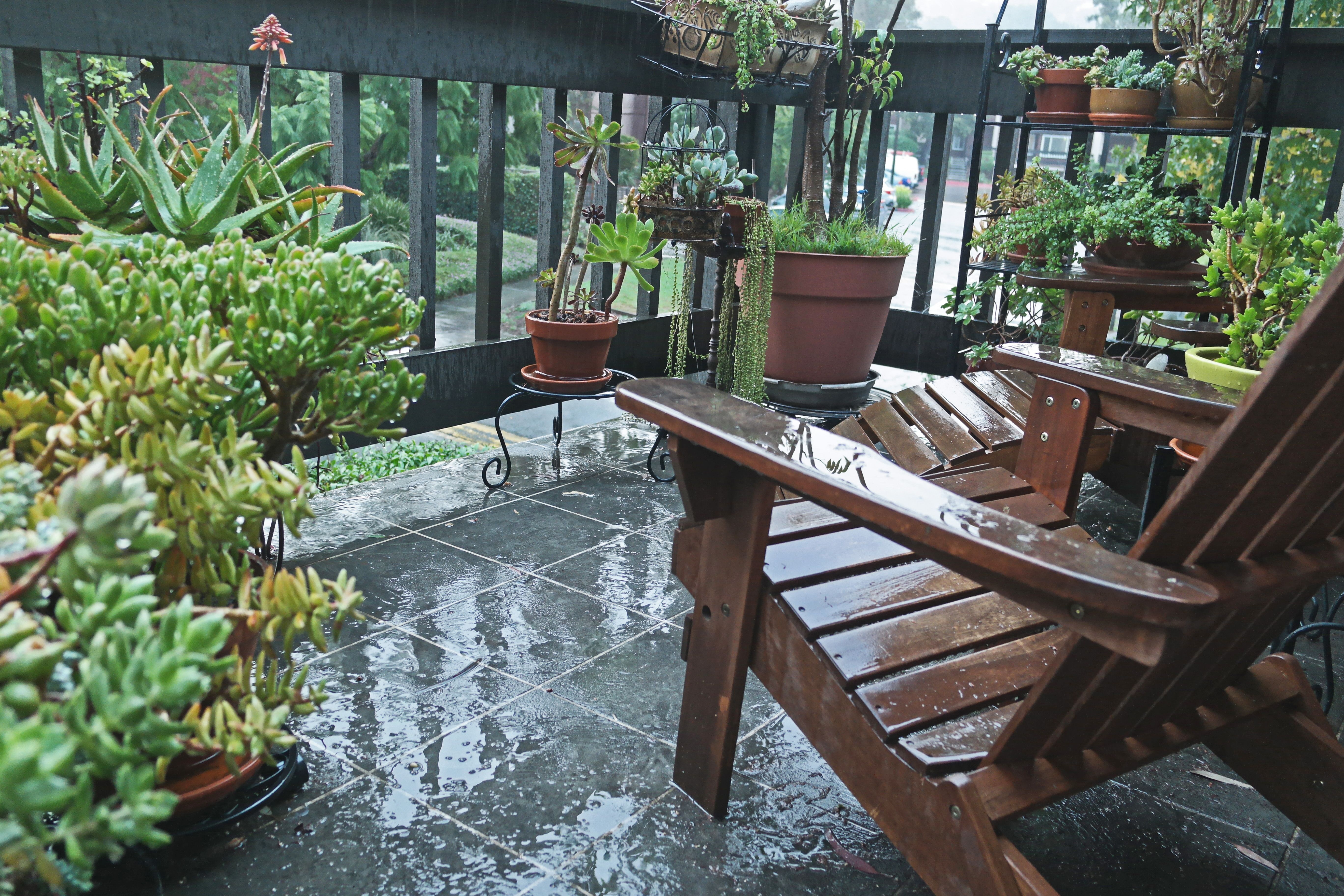 outdoor balcony rain