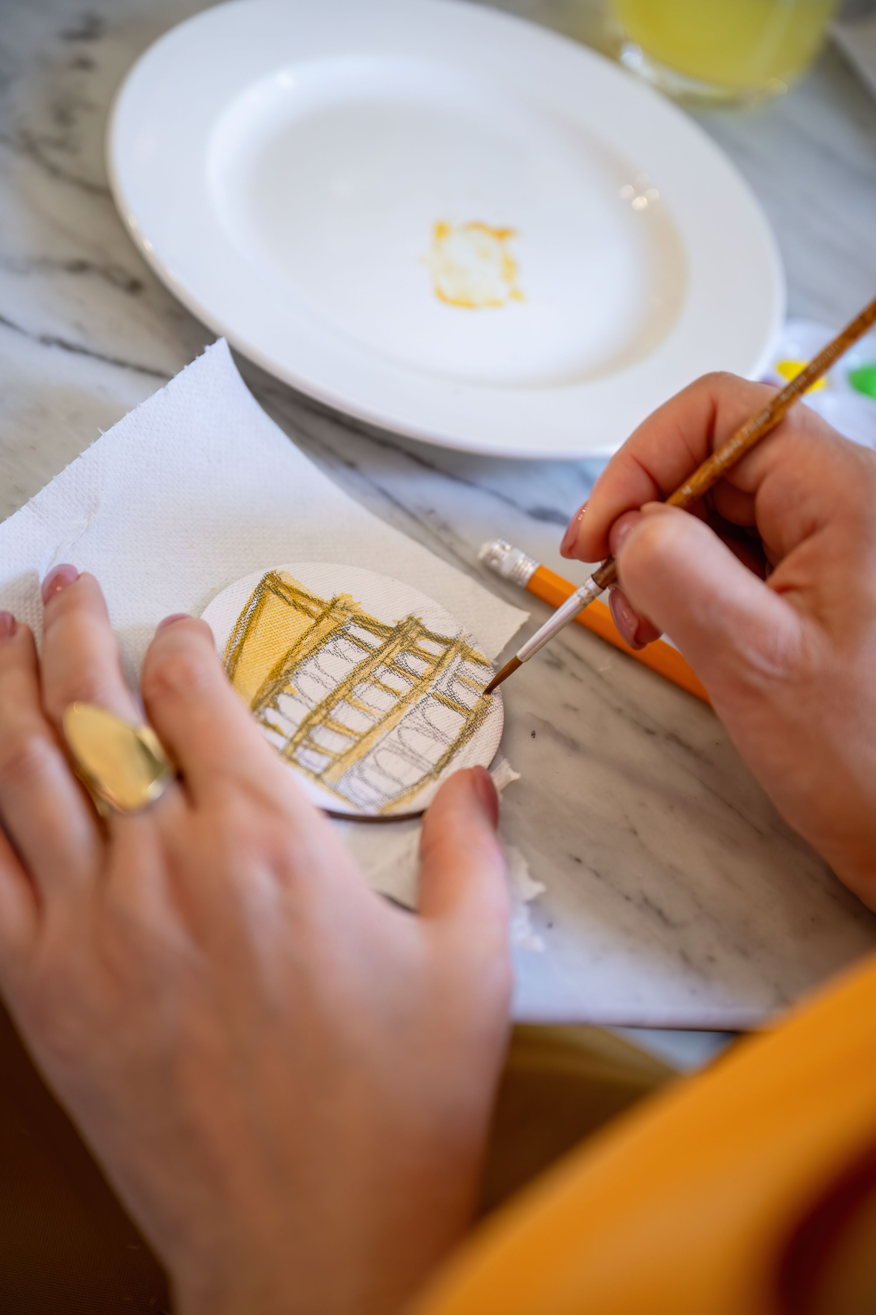 busy person painting