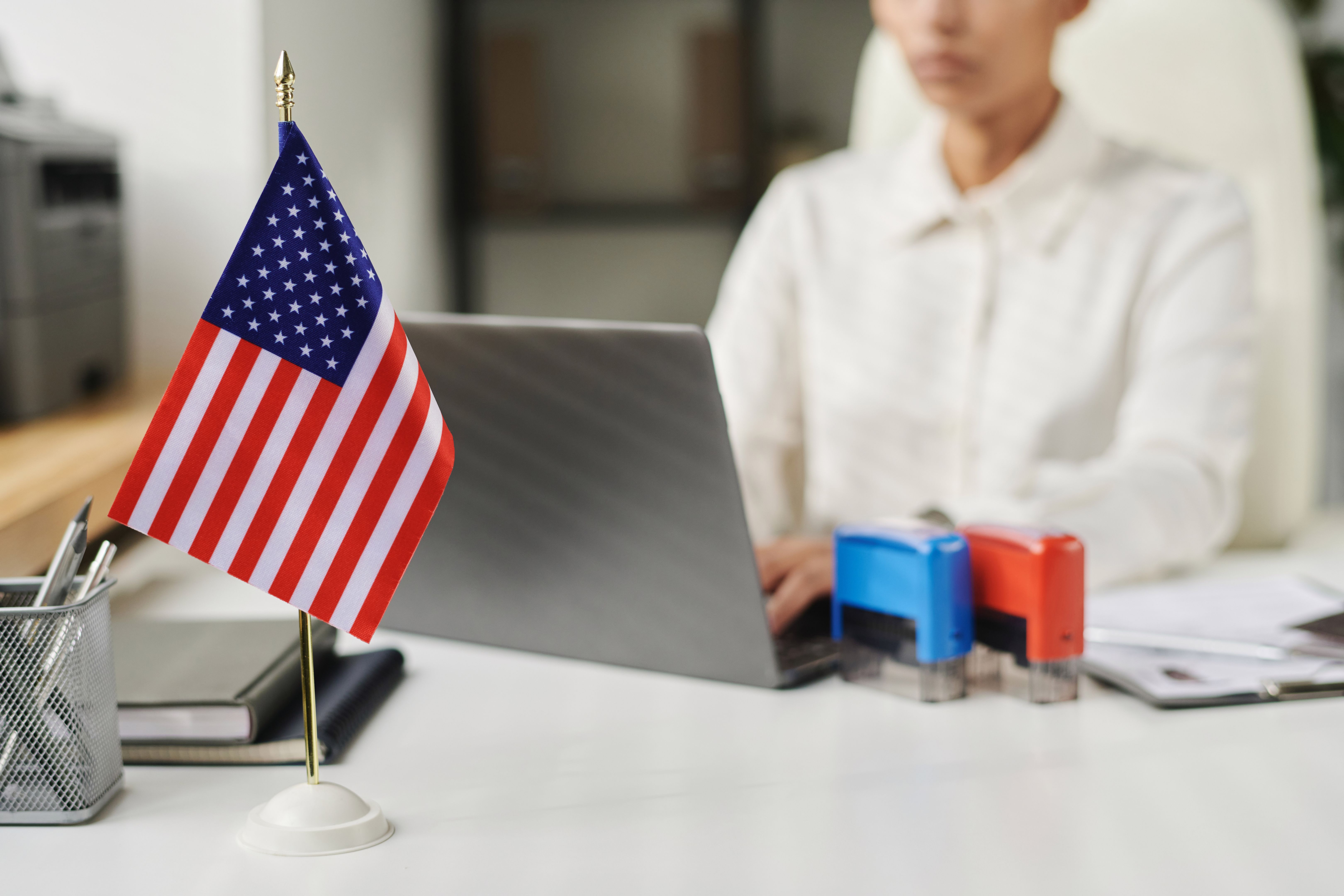 Visa center employee at work
