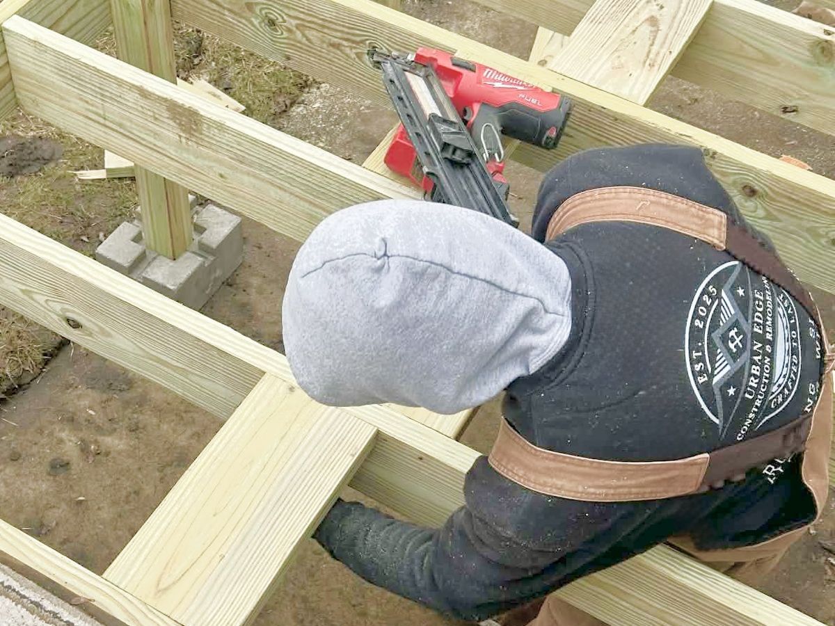 Matt framing a new deck in Cedar Rapids