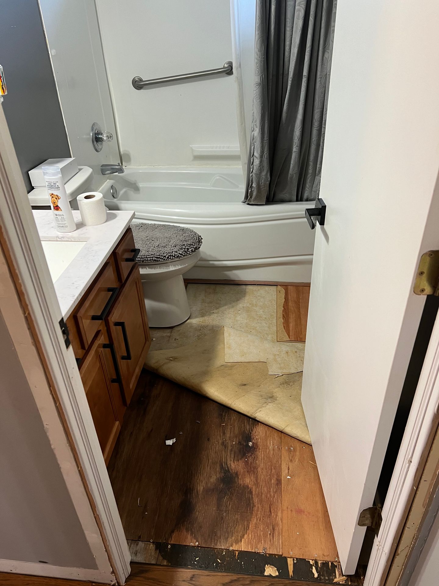 Bathroom before remodel in Cedar Rapids, Iowa — outdated layout and fixtures