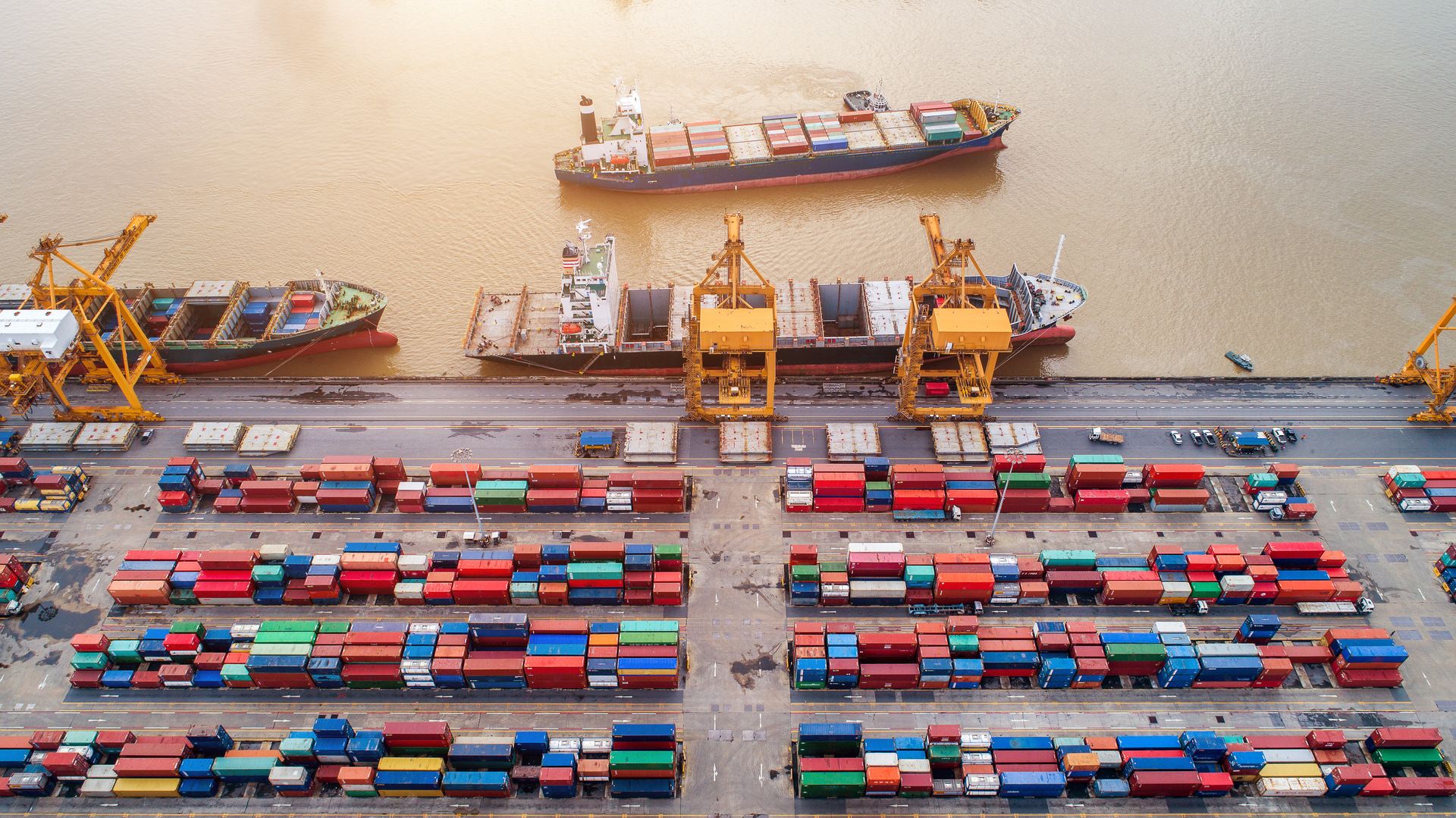 Top view of container and crane, container ship in import export and business logistic cargo to harbor. Top view of container and crane, container ship in import export and business logistic cargo to harbor.