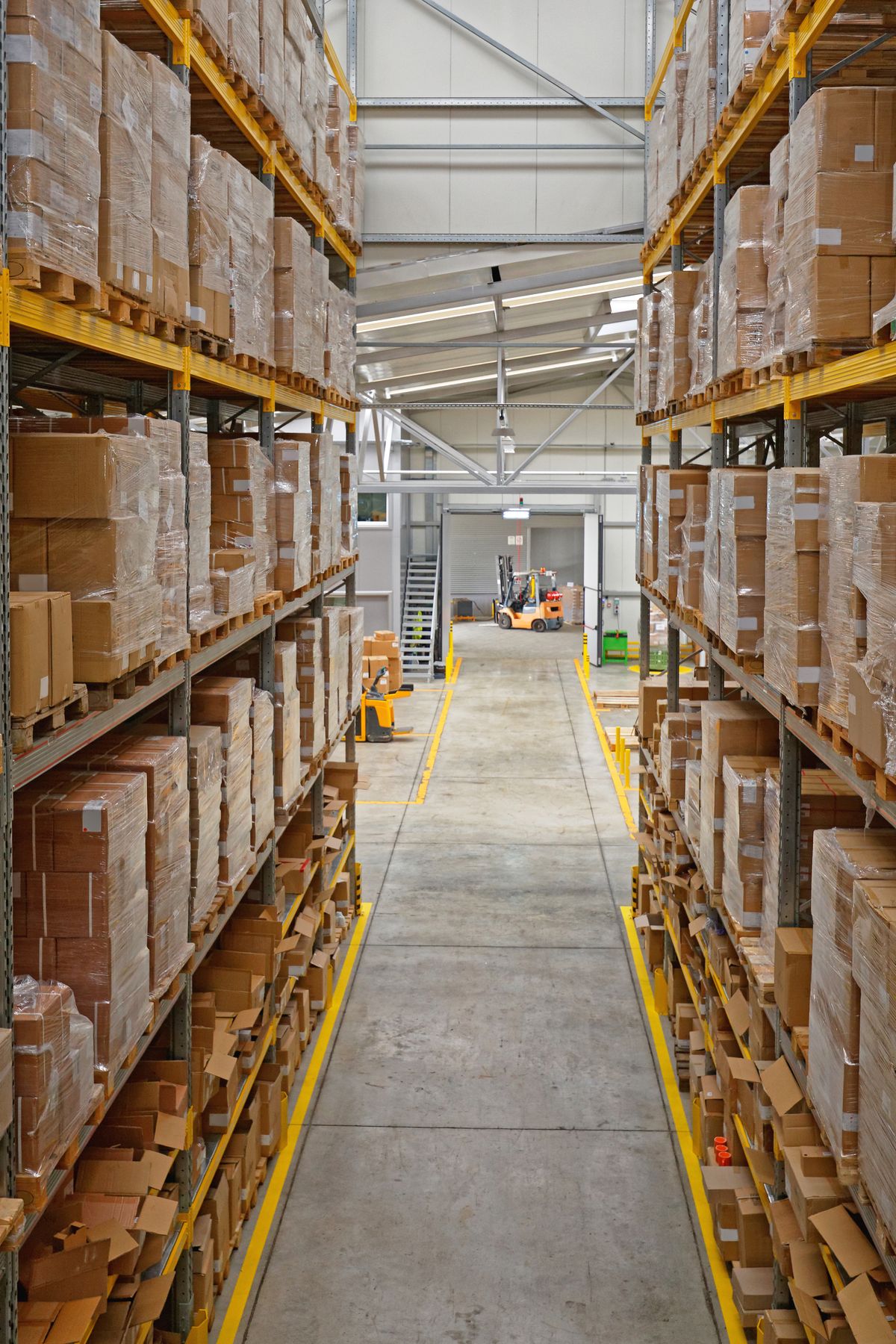 Long Aisle With Shelves in Fulfillment Warehouse