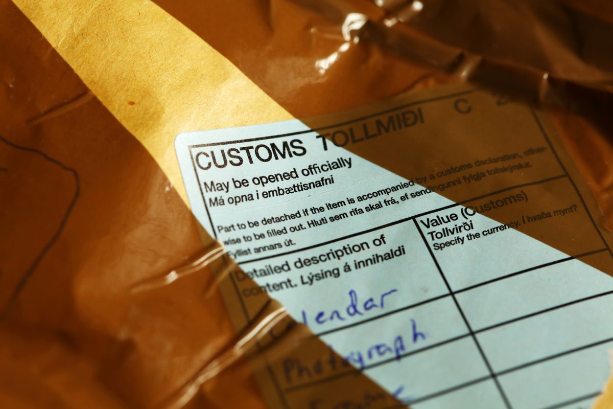 Custom declare document on old envelope scene.